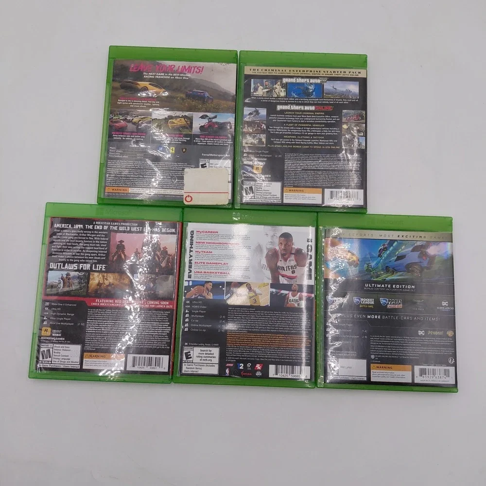 Xbox One 5 Game Lot Red Dead Redemption 2 Forza GTA 5 Rocket League NBA 2K21